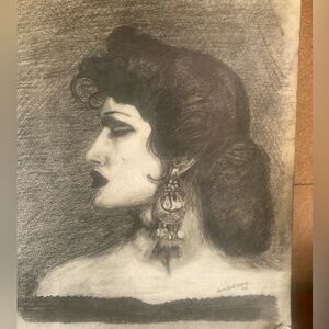 Original Graphite Portrait Spanish Woman